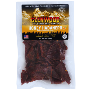 Glenwood honey habanero beef jerky, sweet and spicy beef jerky, premium beef jerky Colorado, habanero jerky, gluten-free beef jerky, spicy beef snacks, honey beef jerky, gourmet jerky, buy beef jerky online, best jerky for gifts

