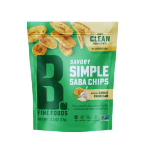 Bubba's Fine Foods 'Nana Chips - Grand Garlic Parmesan 2.7oz vegan, gluten-free, grain-free snack made from green bananas with bold garlic and parmesan-like flavor in a resealable bag